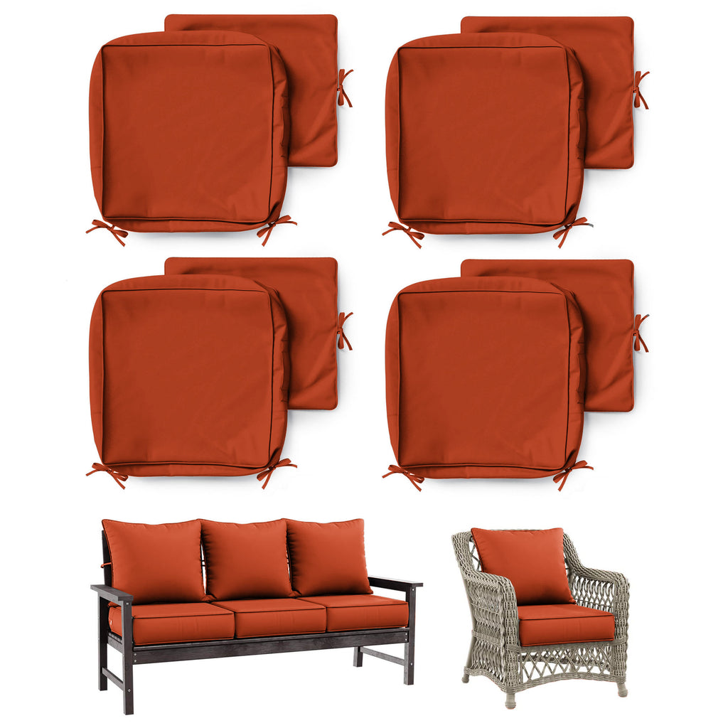 4 Pack Patio Cushion & Pillow Cover Set Orange Red