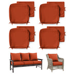 4 Pack Patio Cushion & Pillow Cover Set Orange Red