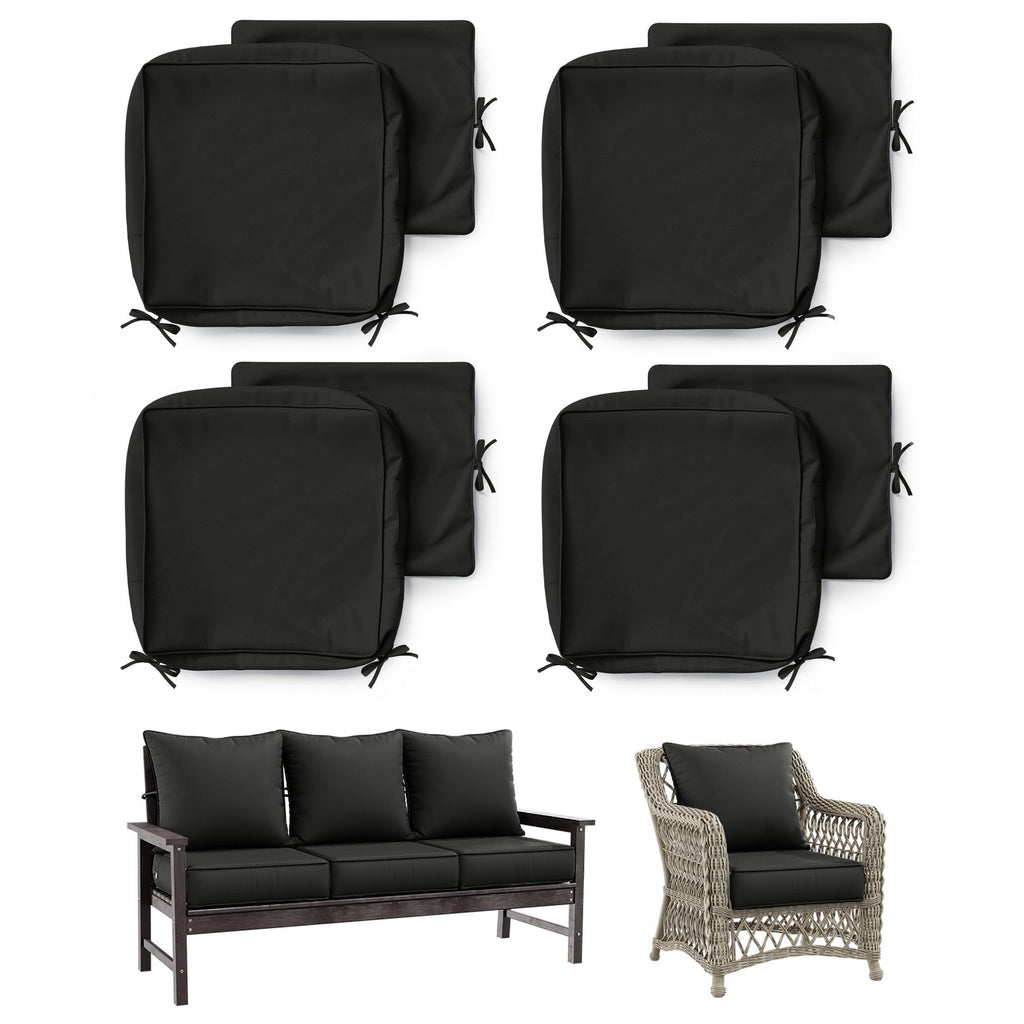 4 Pack Patio Cushion & Pillow Cover Set Black