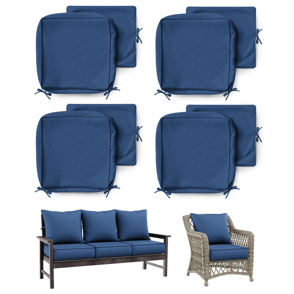 4 Pack Patio Cushion & Pillow Cover Set Blue