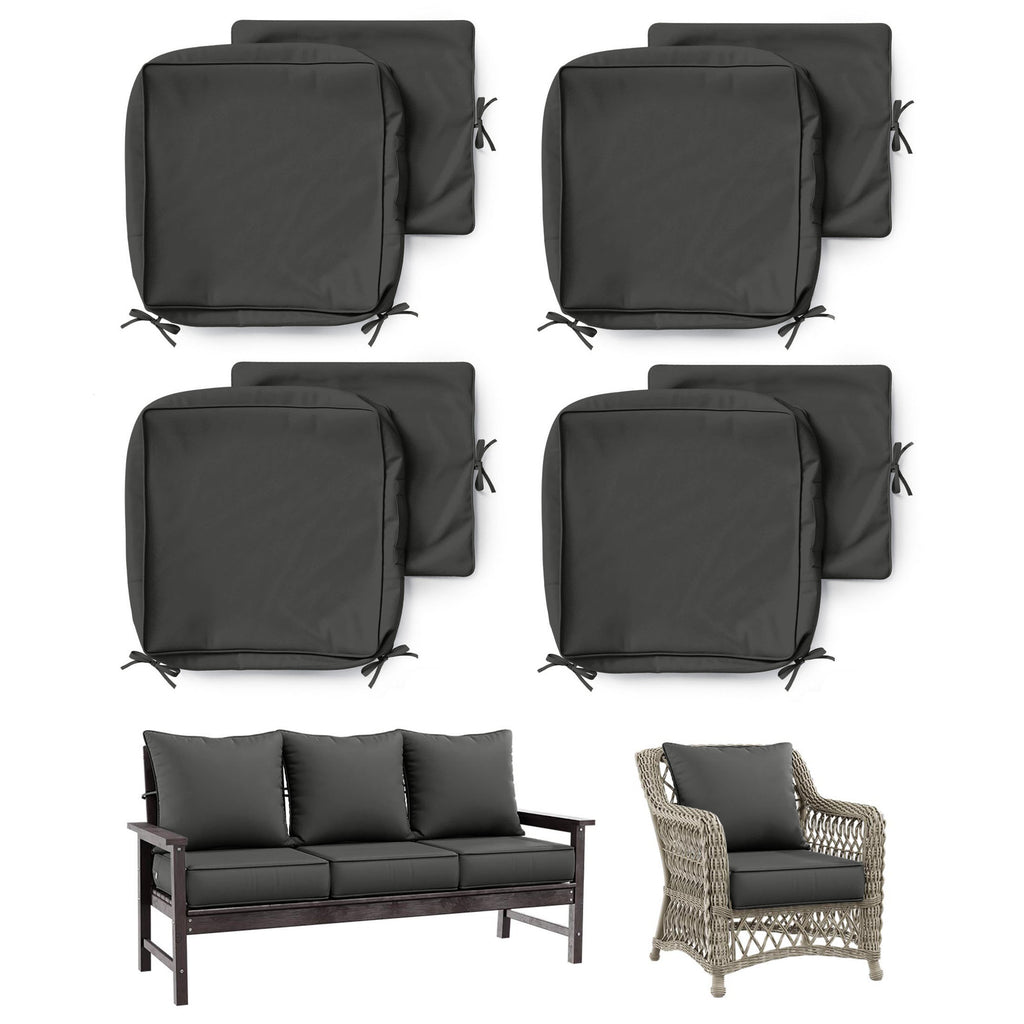 4 Pack Patio Cushion & Pillow Cover Set Charcoal