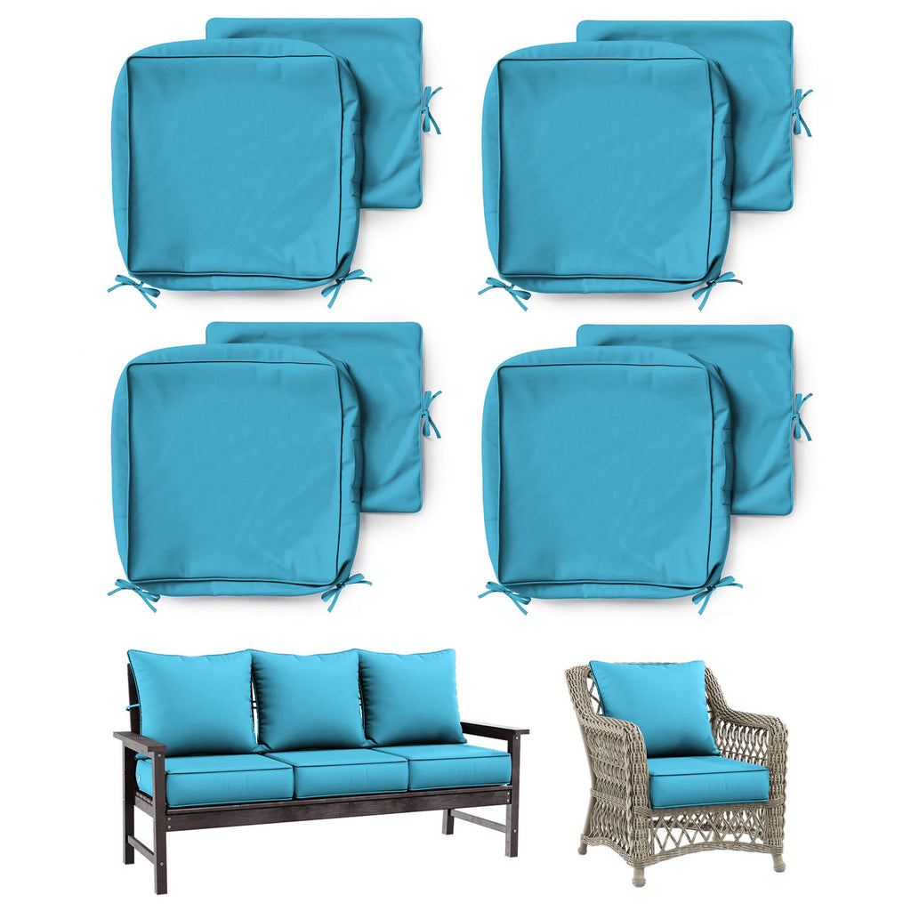 4 Pack Patio Cushion & Pillow Cover Set Aqua Blue