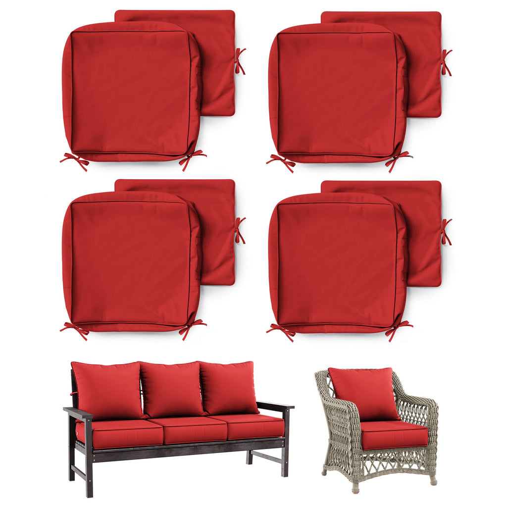 4 Pack Patio Cushion & Pillow Cover Set Red
