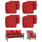 4 Pack Patio Cushion & Pillow Cover Set Red
