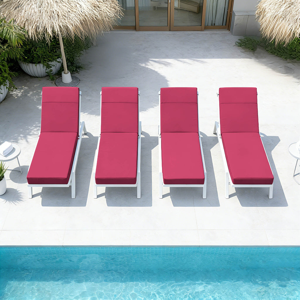 4 Pack Outdoor Chaise Lounge Cushions Pink