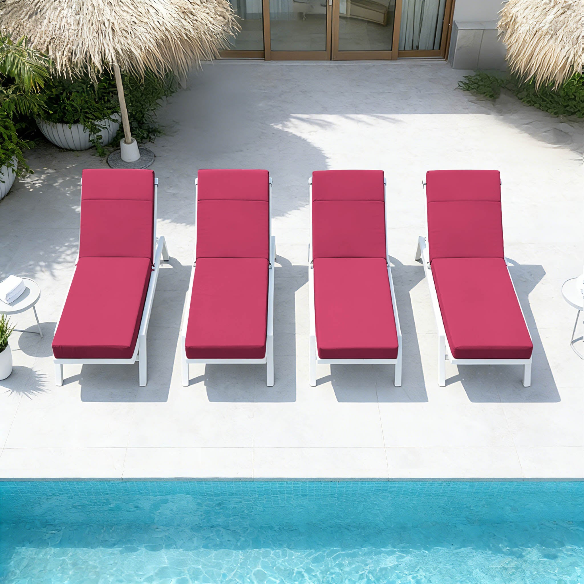 4 Pack Outdoor Chaise Lounge Cushions Pink