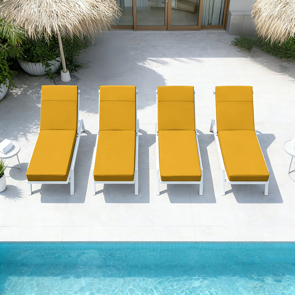 4 Pack Outdoor Chaise Lounge Cushions Yellow