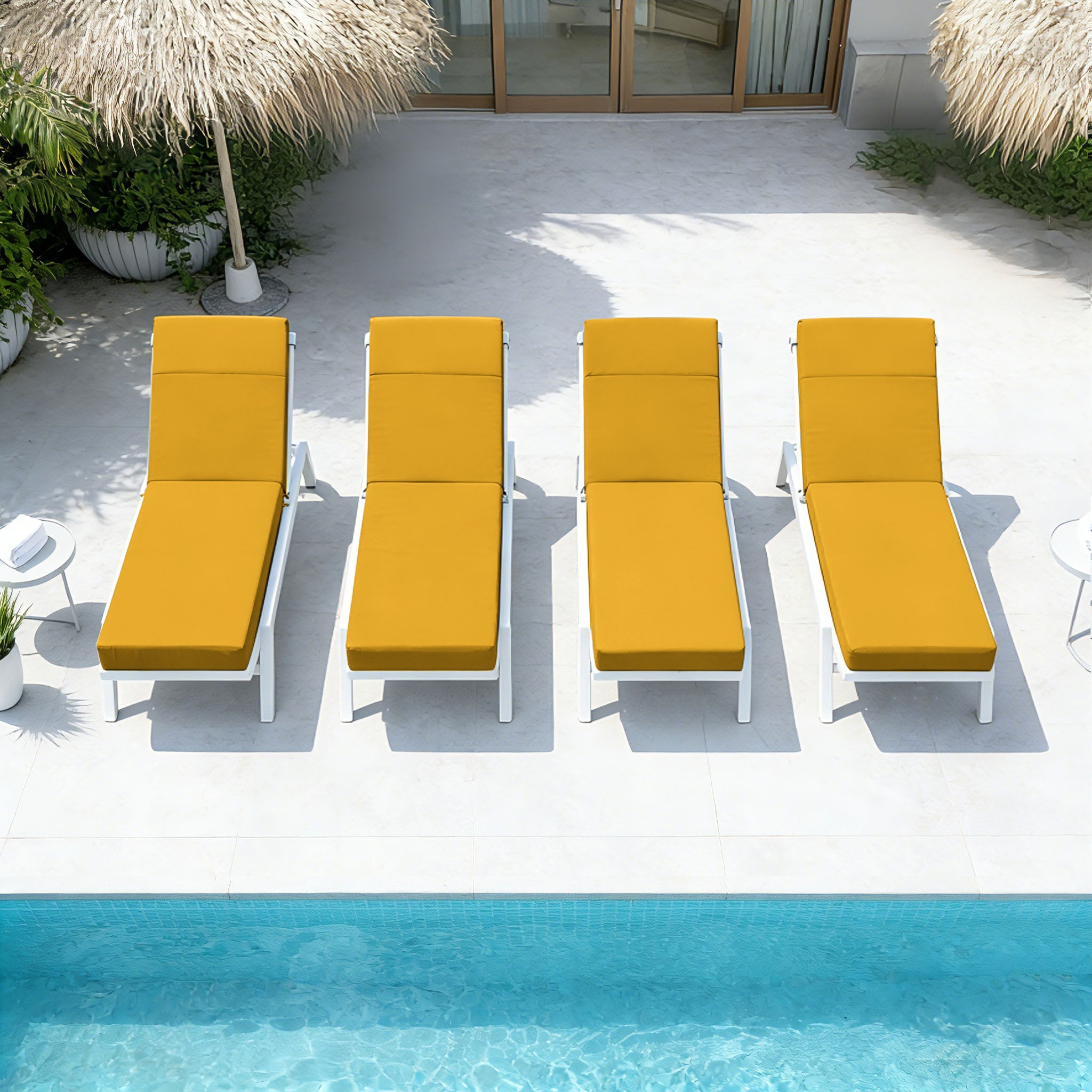 4 Pack Outdoor Chaise Lounge Cushions Yellow