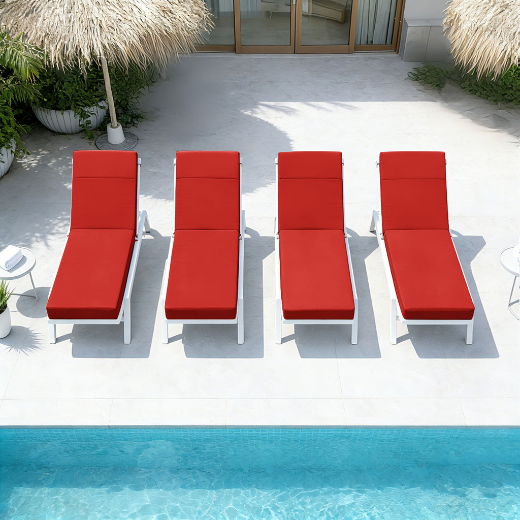 4 Pack Outdoor Chaise Lounge Cushions Red