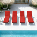 4 Pack Outdoor Chaise Lounge Cushions Red