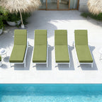 4 Pack Outdoor Chaise Lounge Cushions Light Green