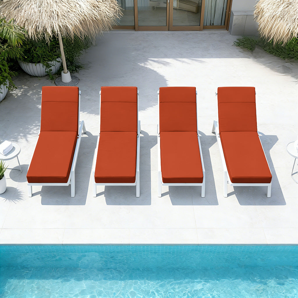 4 Pack Outdoor Chaise Lounge Cushions Orange Red