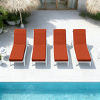 4 Pack Outdoor Chaise Lounge Cushions Orange Red