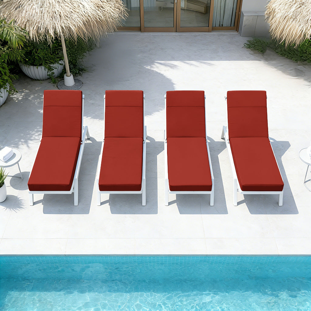 4 Pack Outdoor Chaise Lounge Cushions Terra Red