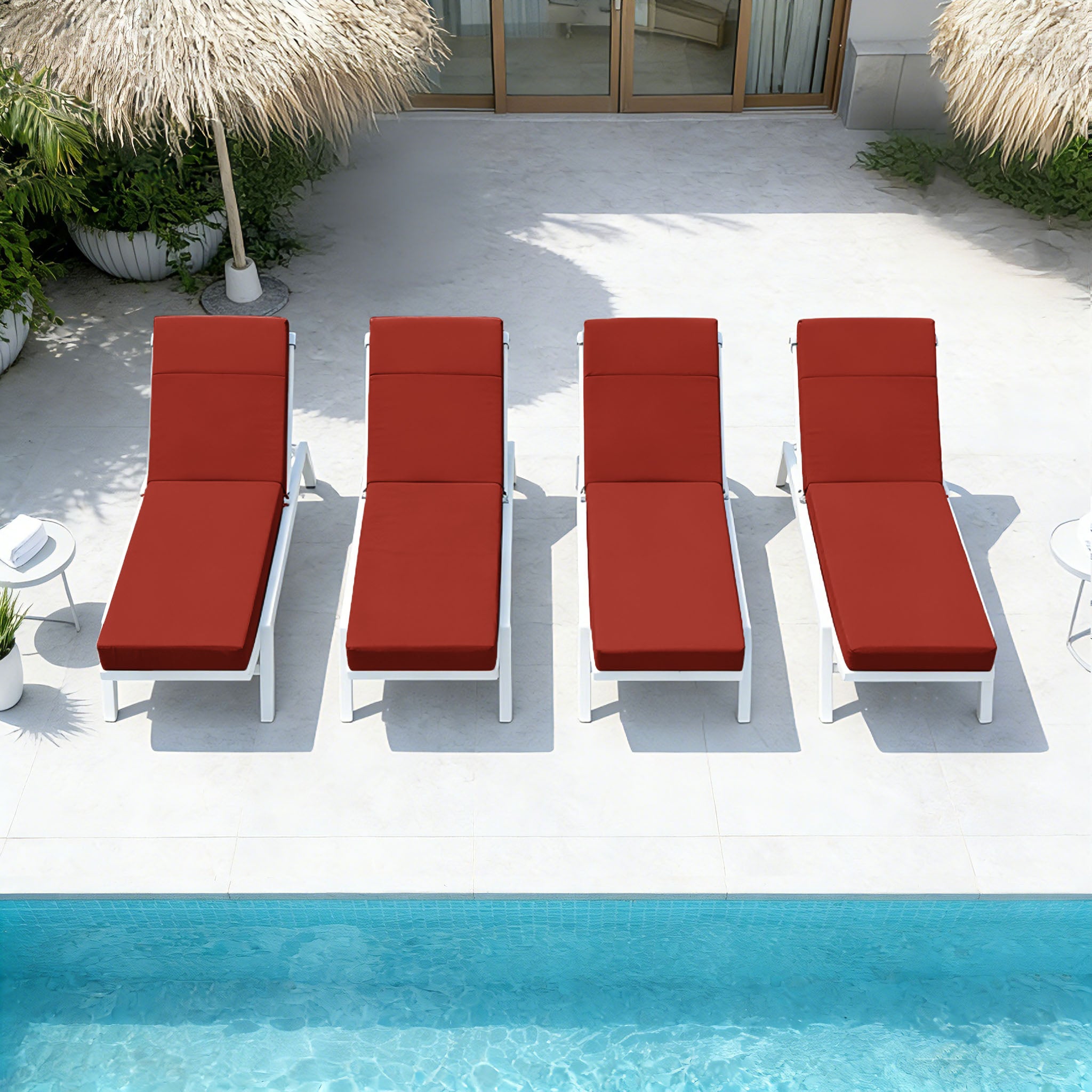 4 Pack Outdoor Chaise Lounge Cushions Terra Red
