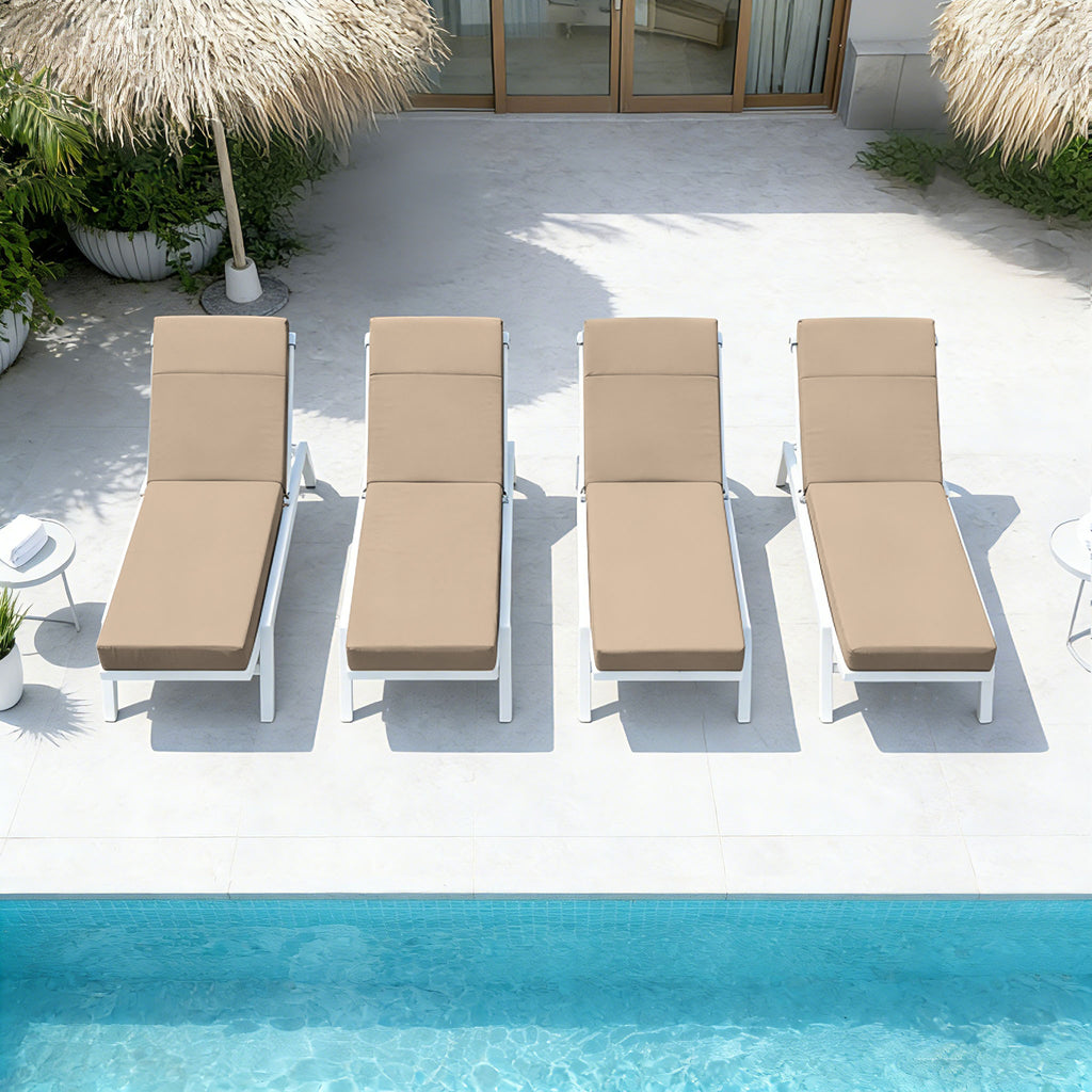 4 Pack Outdoor Chaise Lounge Cushions Sand