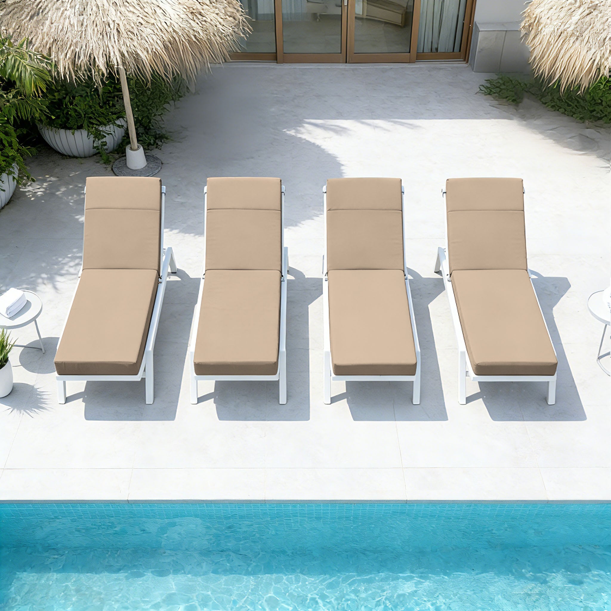4 Pack Outdoor Chaise Lounge Cushions Sand