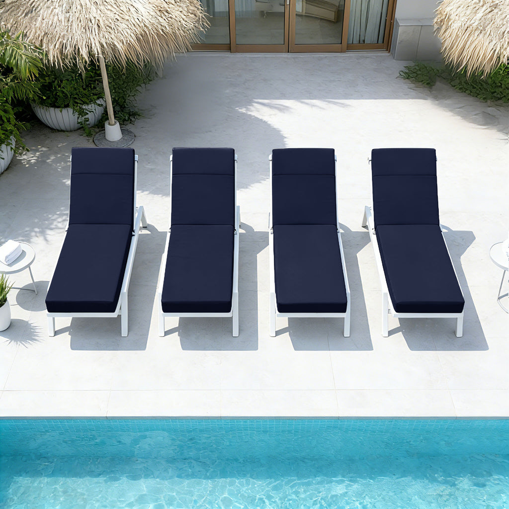 4 Pack Outdoor Chaise Lounge Cushions Navy