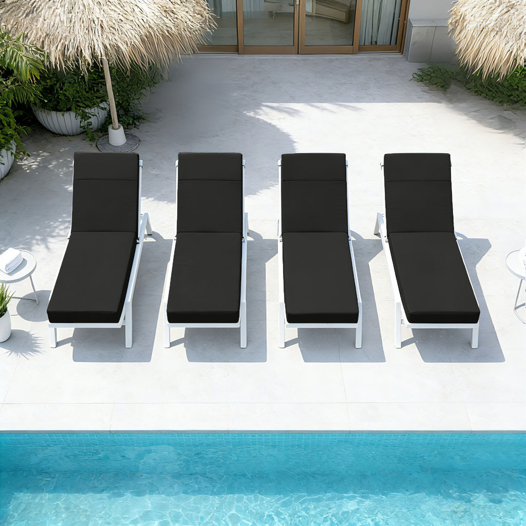 4 Pack Outdoor Chaise Lounge Cushions Black