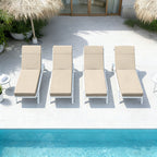 4 Pack Outdoor Chaise Lounge Cushions Cream