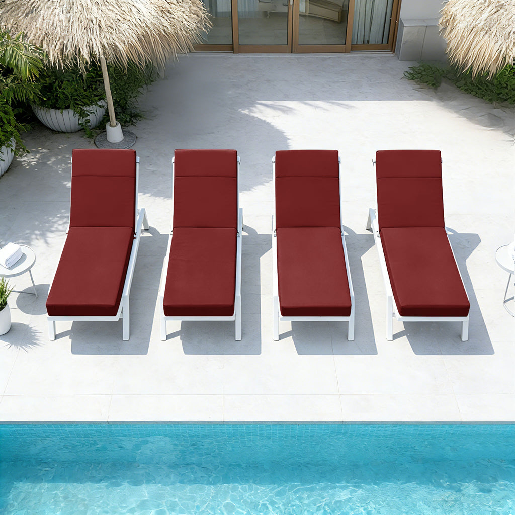 4 Pack Outdoor Chaise Lounge Cushions Burgundy
