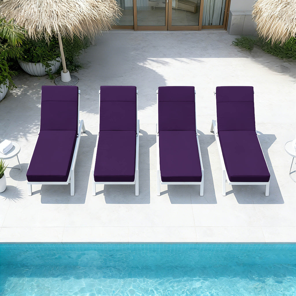 4 Pack Outdoor Chaise Lounge Cushions Purple