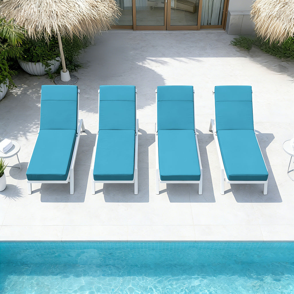 4 Pack Outdoor Chaise Lounge Cushions Aqua Blue
