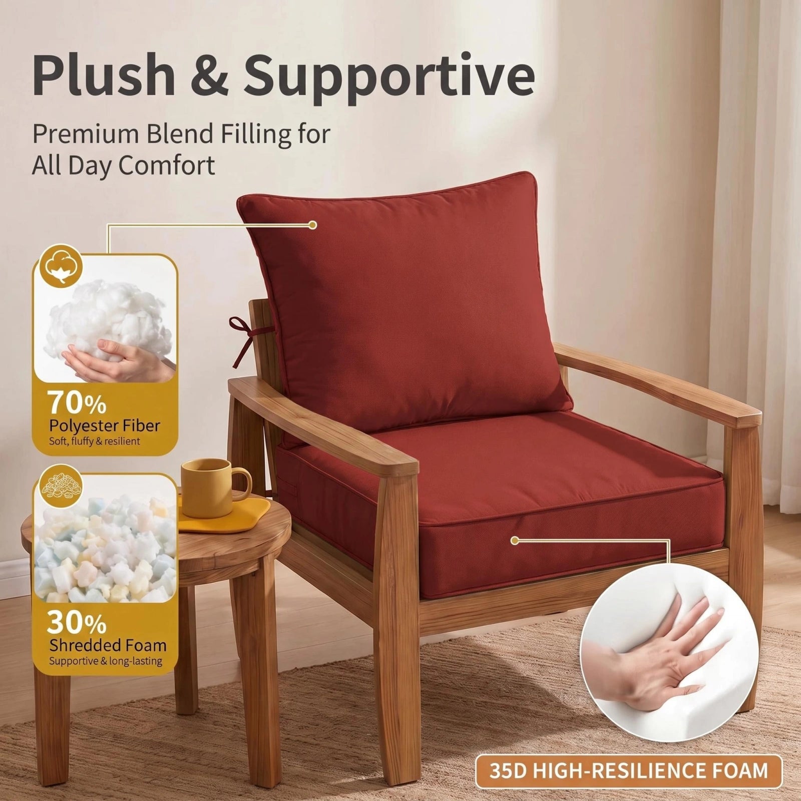 2 Pack Outdoor Deep Seat Cushion Pillow Set