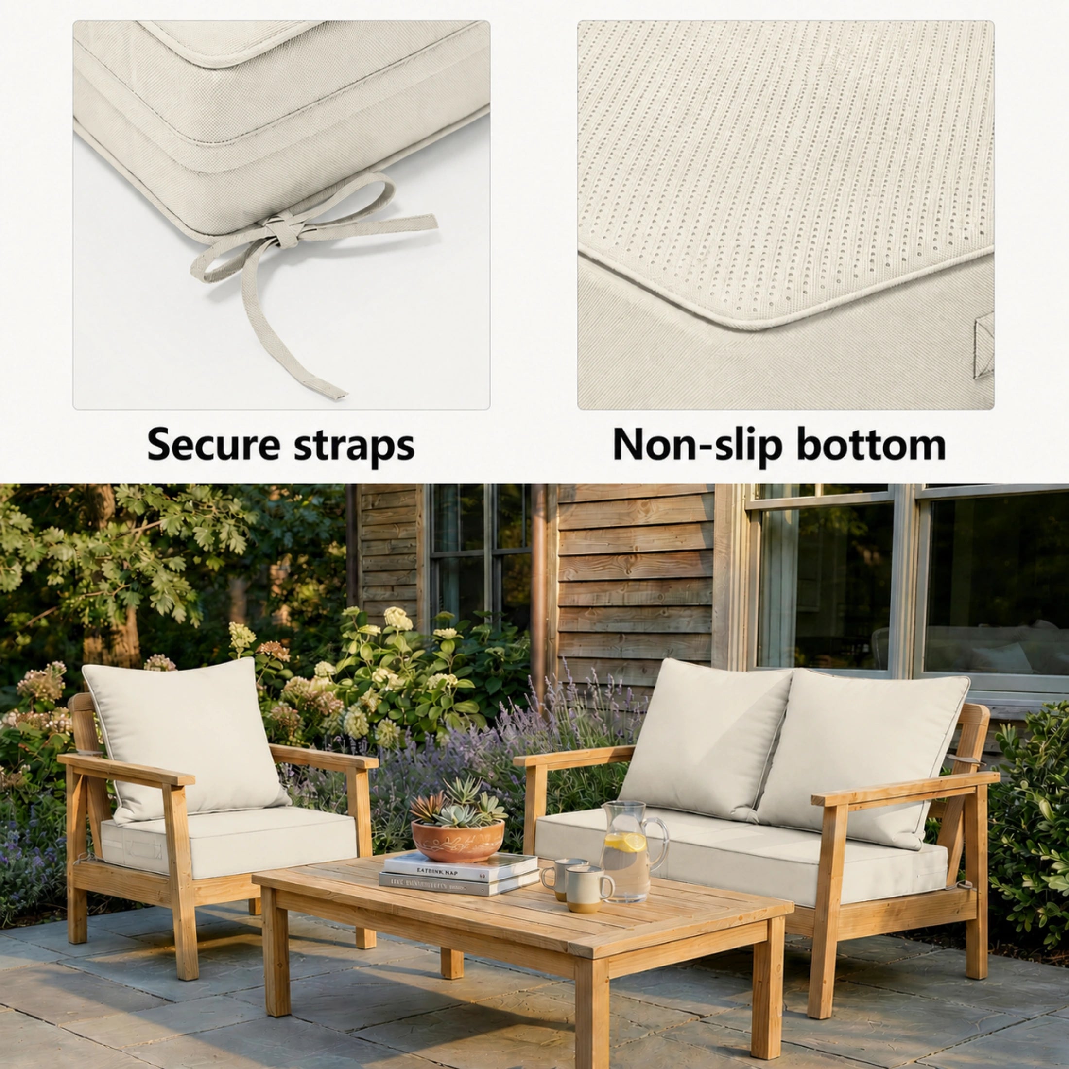 2 Pack Patio Cushion & Pillow Cover Set