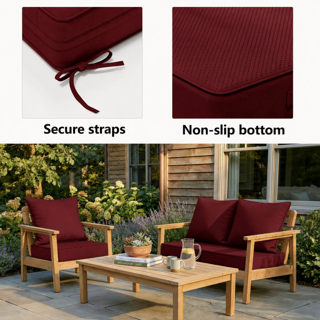 2 Pack Patio Cushion & Pillow Cover Set