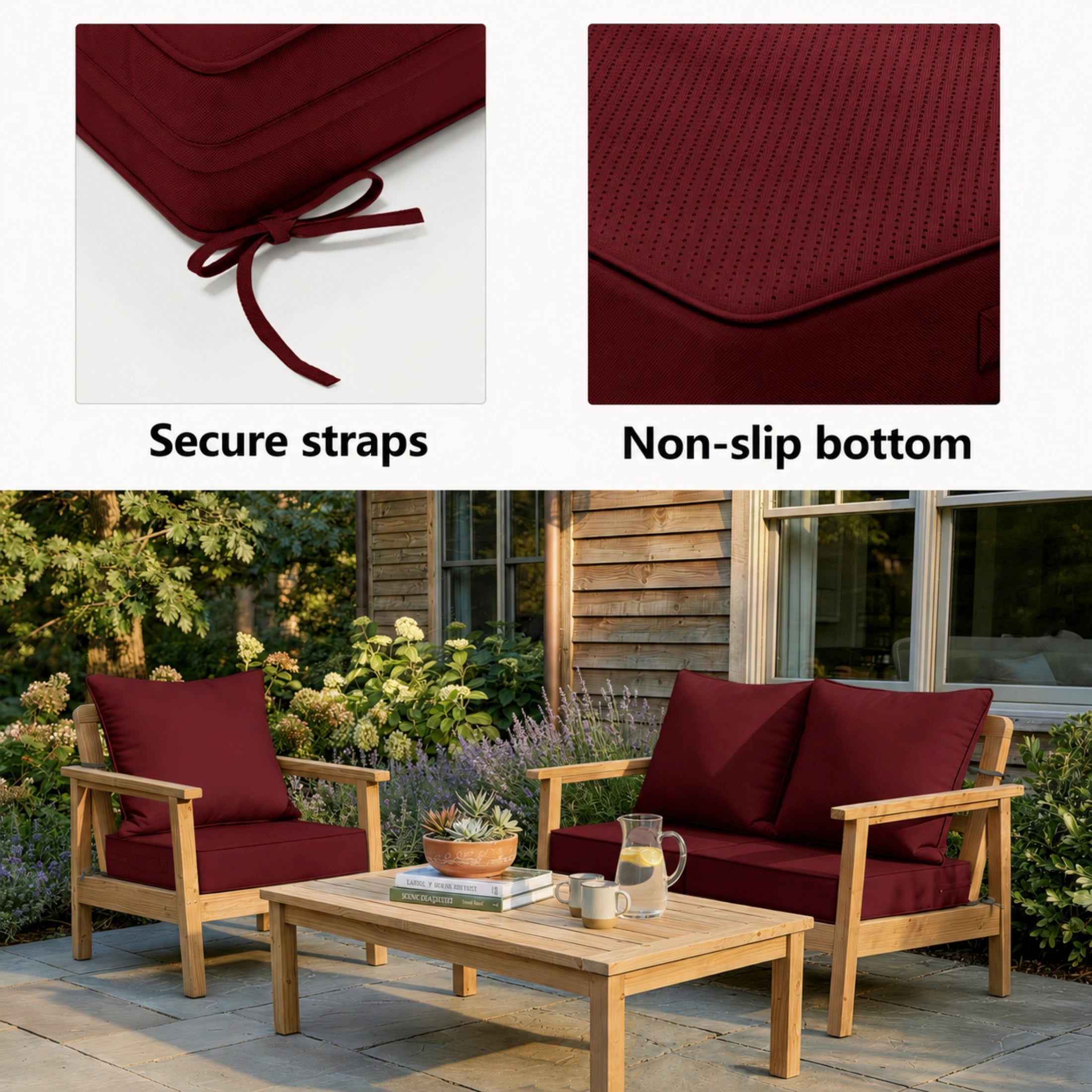 2 Pack Patio Cushion & Pillow Cover Set