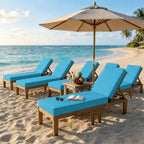 6 Pack Outdoor Chaise Lounge Cushions-Aqua Blue