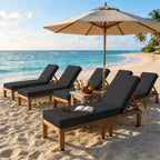 6 Pack Outdoor Chaise Lounge Cushions-Black