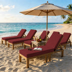 6 Pack Outdoor Chaise Lounge Cushions-Burgundy
