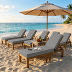 6 Pack Outdoor Chaise Lounge Cushions-Light Gray