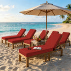 6 Pack Outdoor Chaise Lounge Cushions-Red