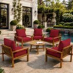 6 Pack Outdoor Deep Seat Cushion Pillow Set-Burgundy