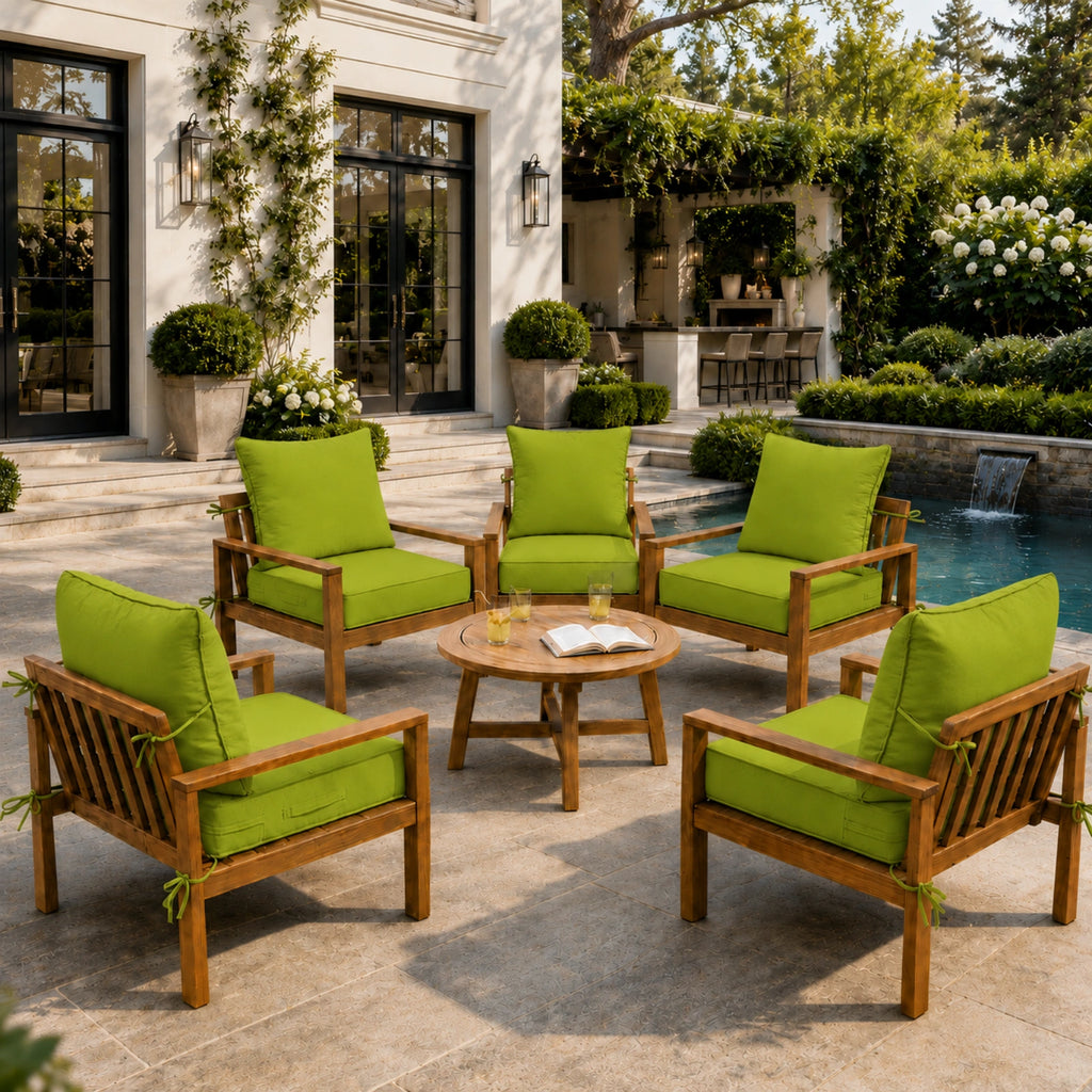6 Pack Outdoor Deep Seat Cushion Pillow Set-Grass Green