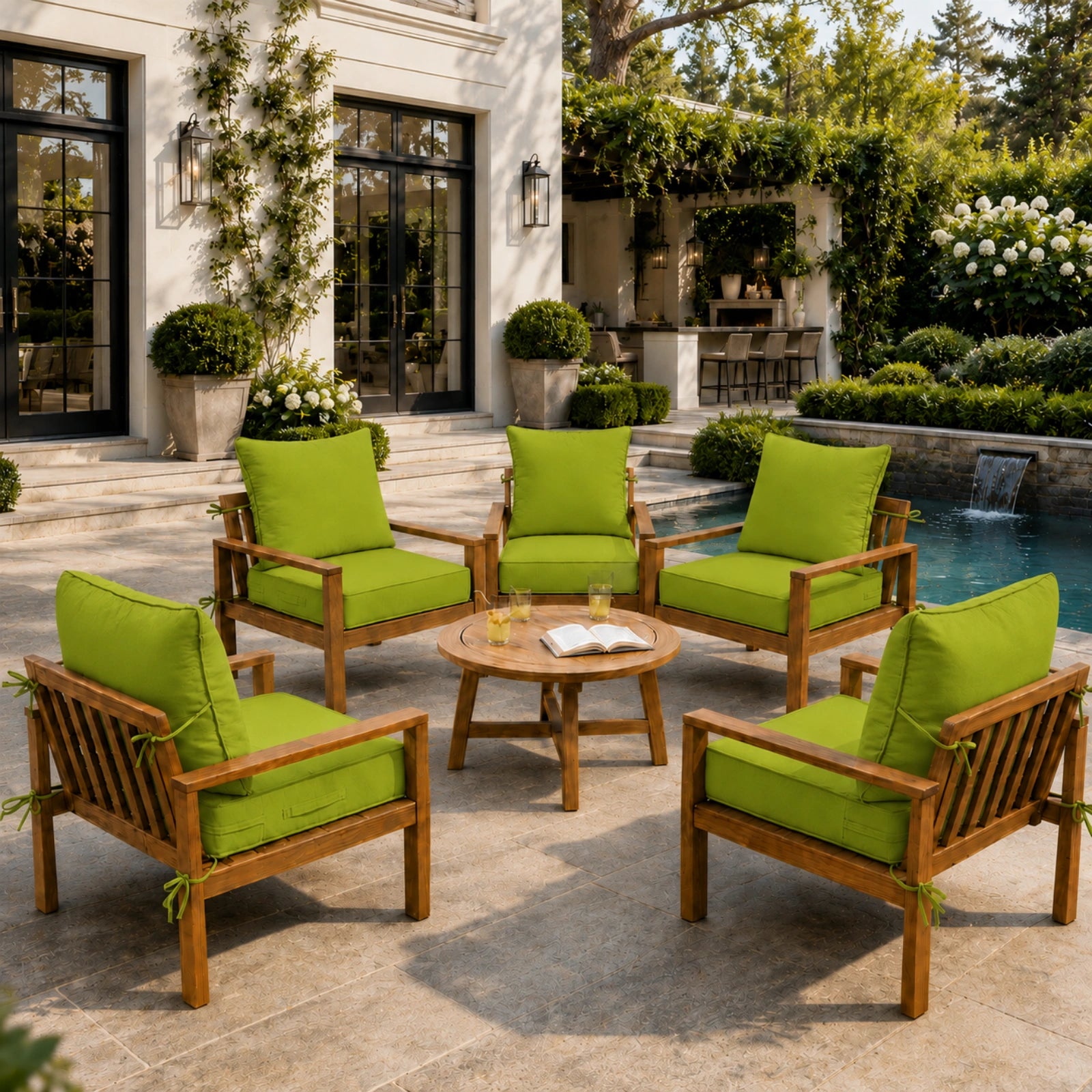 6 Pack Outdoor Deep Seat Cushion Pillow Set-Grass Green