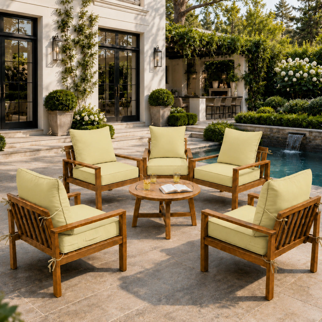 6 Pack Outdoor Deep Seat Cushion Pillow Set-Light-yellow