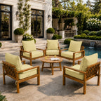 6 Pack Outdoor Deep Seat Cushion Pillow Set-Light-yellow