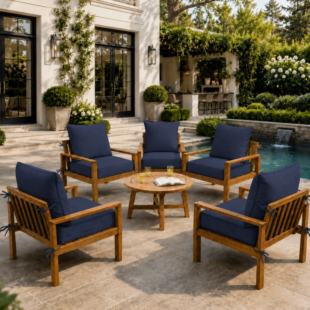 6 Pack Outdoor Deep Seat Cushion Pillow Set-Navy