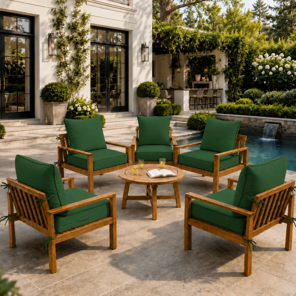 6 Pack Outdoor Deep Seat Cushion Pillow Set-Olive Green