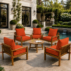 6 Pack Outdoor Deep Seat Cushion Pillow Set-Orange Red