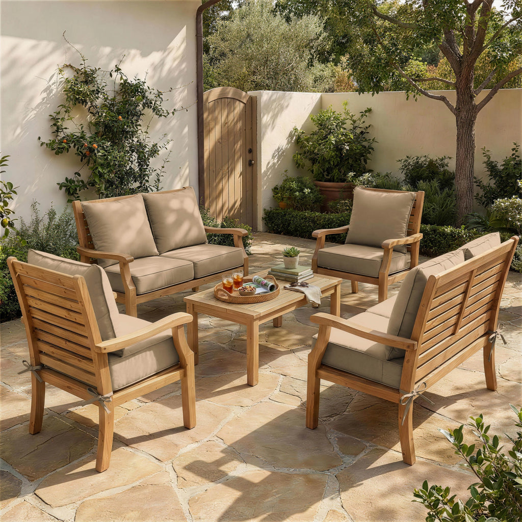 6 Pack Outdoor Deep Seat Cushion Pillow Set-Outdoor Furniture Cushions-]-Sand