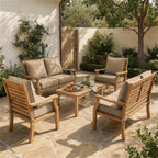 6 Pack Outdoor Deep Seat Cushion Pillow Set-Outdoor Furniture Cushions-]-Sand