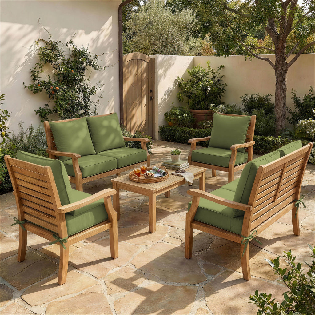 6 Pack Outdoor Deep Seat Cushion Pillow Set-Outdoor Furniture Cushions-]-Light Green