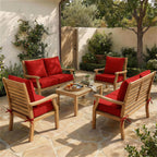 6 Pack Outdoor Deep Seat Cushion Pillow Set-Outdoor Furniture Cushions-]-Red