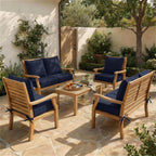 6 Pack Outdoor Deep Seat Cushion Pillow Set-Outdoor Furniture Cushions-]-Navy