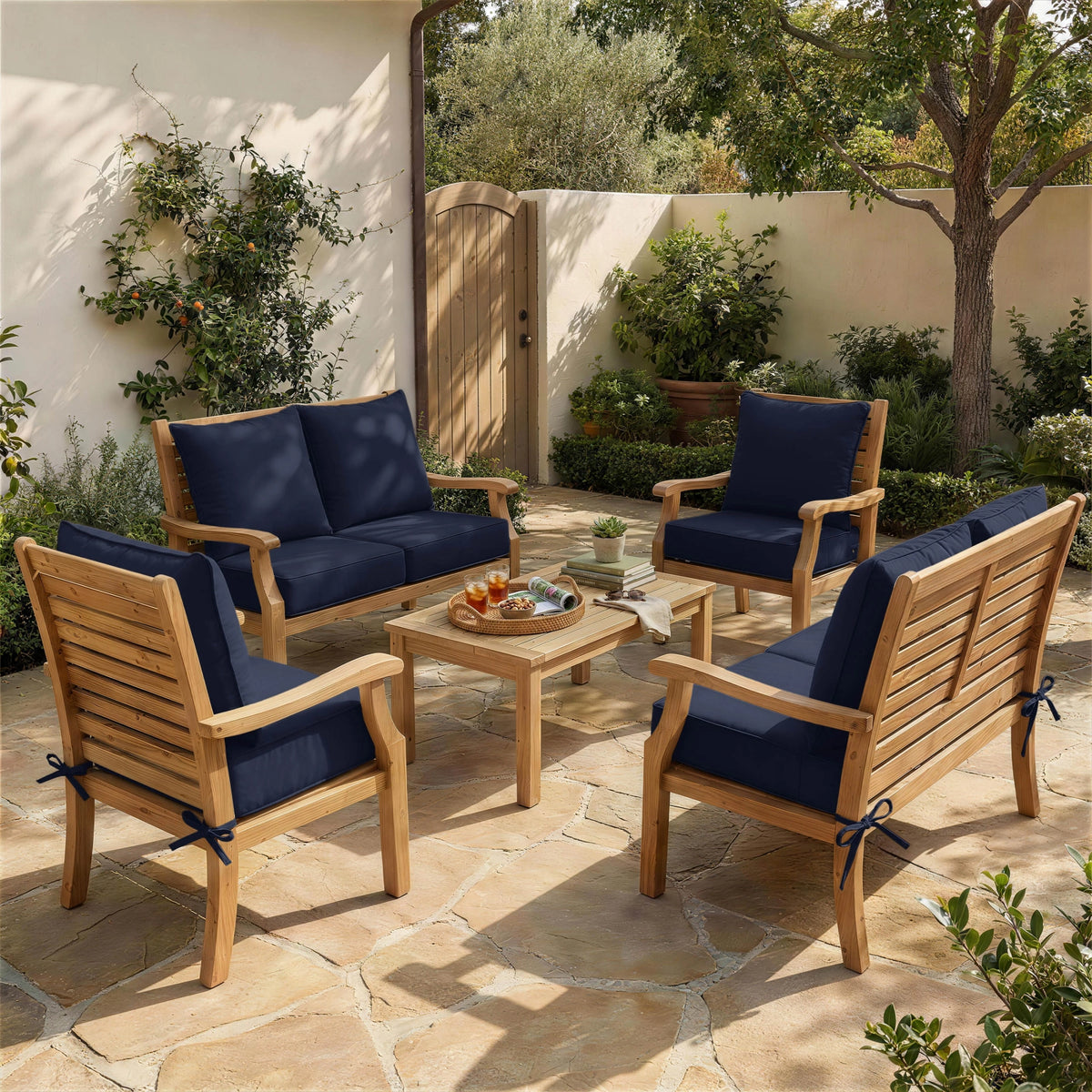 6 Pack Outdoor Deep Seat Cushion Pillow Set-Outdoor Furniture Cushions-]-Navy